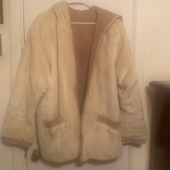 This is a leather and fur coat - Picture 2 of 6